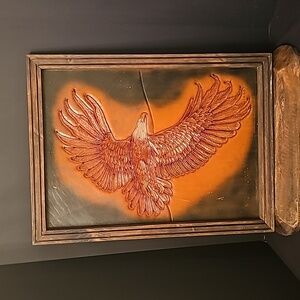 Angola State Prison Death Row Inmate Tooled Leather Eagle Framed.